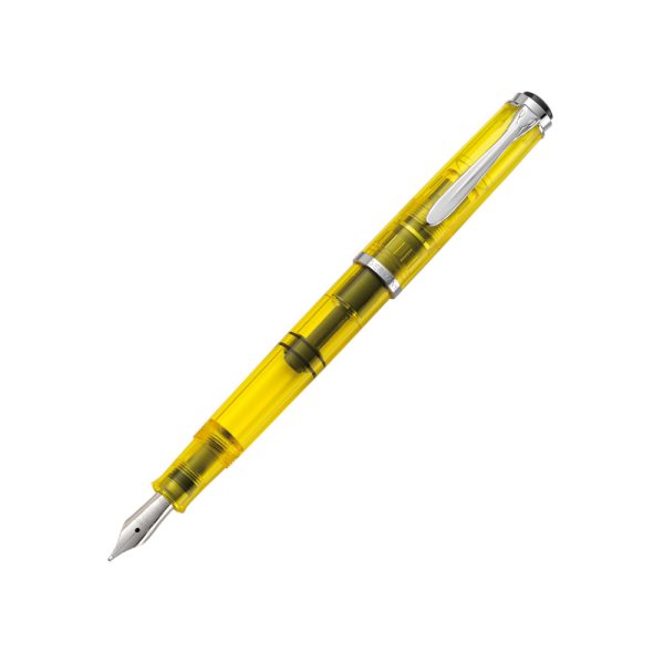 Pelikan Classic DUO Highlighter Yellow Fountain Pen M205 with Ink Bottle – Double Broad Nib