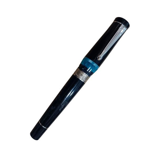 Delta Capri Marina Grande Dark Blue Resin with Sterling Silver Trim Rollerball Pen