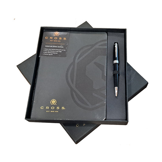Cross Bailey Light Glossy Black Resin CT Ballpoint Pen + Executive A5 Black Notebook