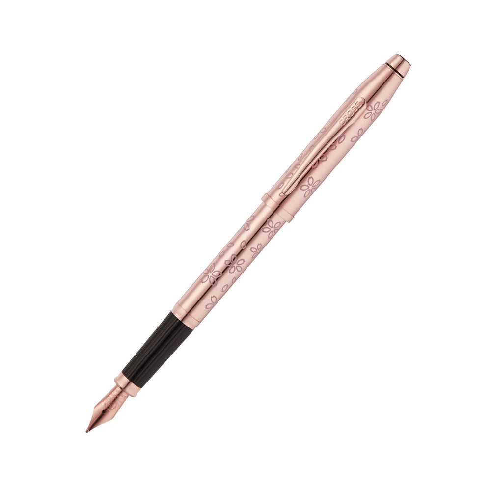 Cross Century II Cherry Blossom Rose Gold Plated with Polished Rose Gold Trim Fountain Pen – Medium Nib
