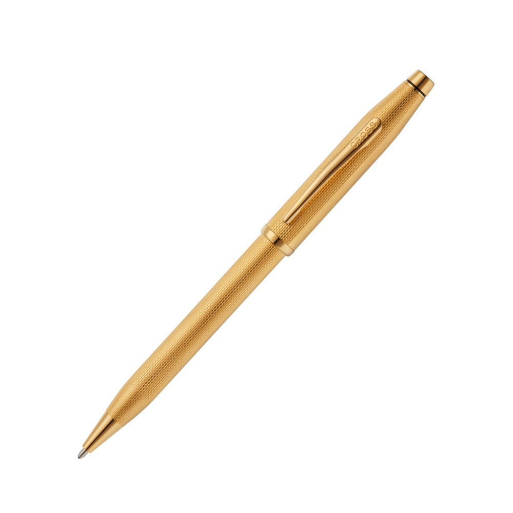 Cross Century II Polished 23Kt Gold-Plated Engraved Diamond Pattern Ballpoint Pen