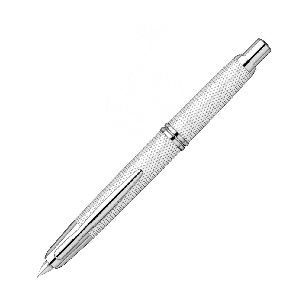 Pilot Capless Kasuri White with Rhodium Trim 18Kt Rhodium Gold Broad Nib Fountain Pen