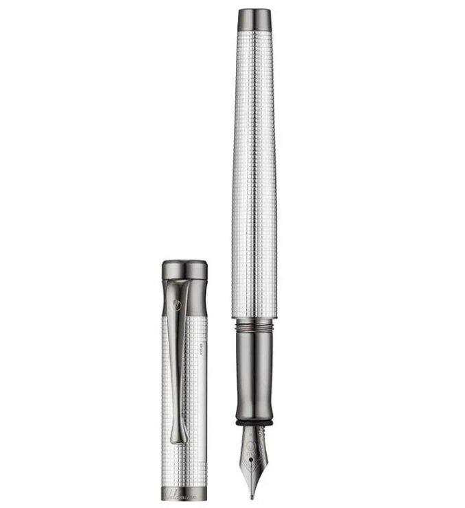 Waldmann Tango Fine Square Pattern Fittings Ruthenium Plated Fountain Pen - M nib