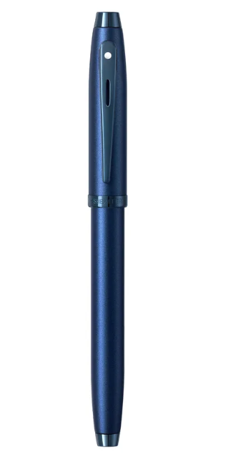 Sheaffer 100 9371 Satin Blue Fountain Pen With PVD Blue Trim