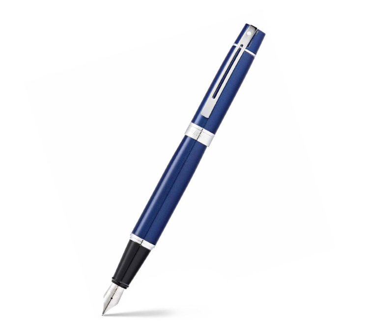 Sheaffer Gift 300 Fountain Pen Glossy Blue with Chrome-Plated Trim