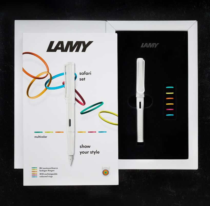 Lamy Safari Fountain Pen Multi Ring Set - All White (Special Edition)