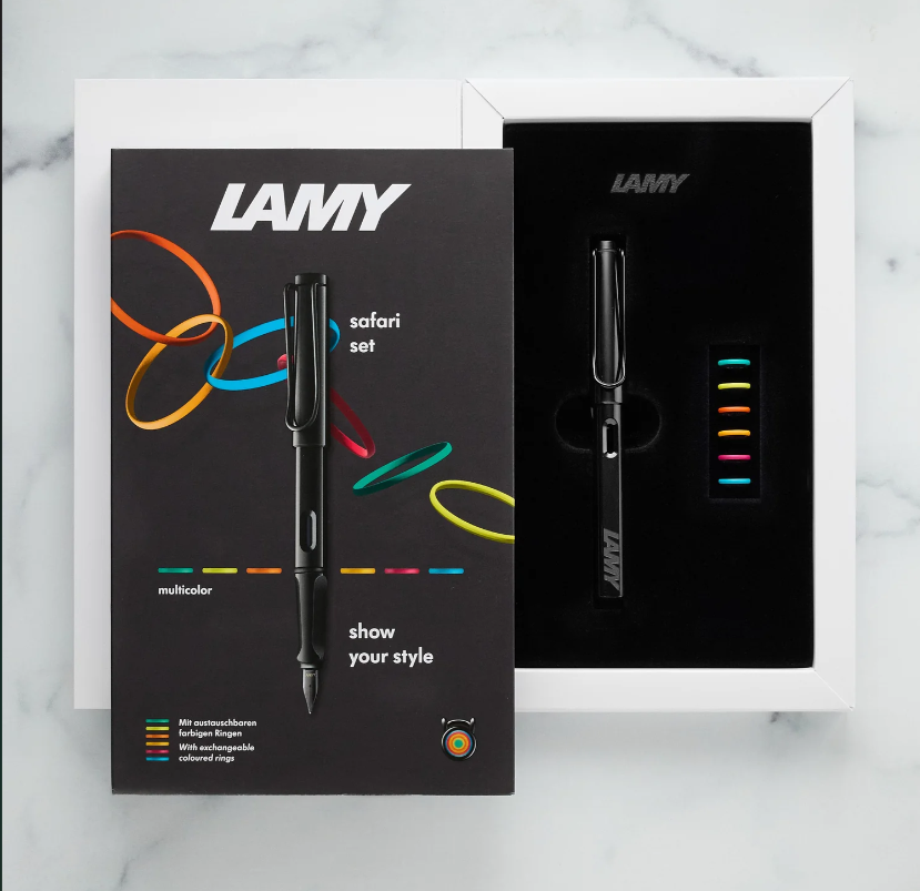Lamy Safari Fountain Pen Multi Ring Set - All Black (Special Edition)