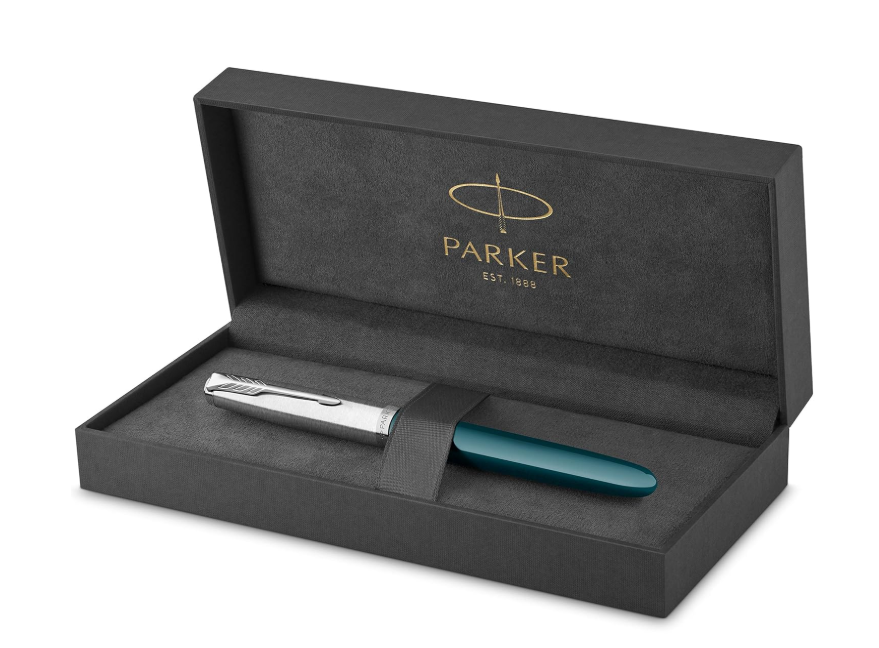 Parker 51 Teal Blue With Chrome Trim Fountain Pen
