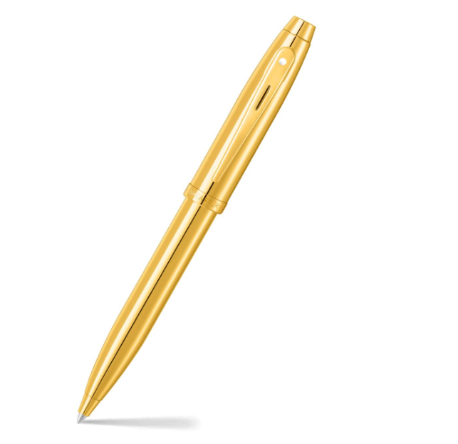 Sheaffer 100 9372 Glossy PVD Gold Ballpoint Pen With PVD Gold Trim