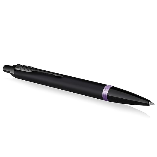 Parker IM Vibrant Rings Satin Black Lacquer with Amethyst Purple Accents Ballpen