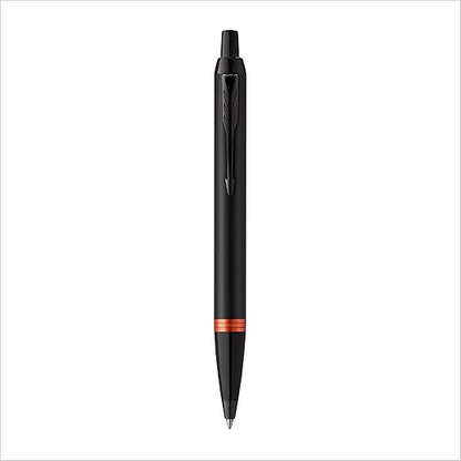 Parker IM Vibrant Rings Satin Black Lacquer with Amethyst Orange Accents Ballpen
