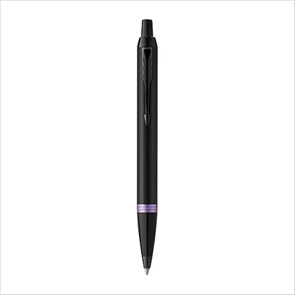 Parker IM Vibrant Rings Satin Black Lacquer with Amethyst Purple Accents Ballpen