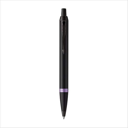 Parker IM Vibrant Rings Satin Black Lacquer with Amethyst Purple Accents Ballpen