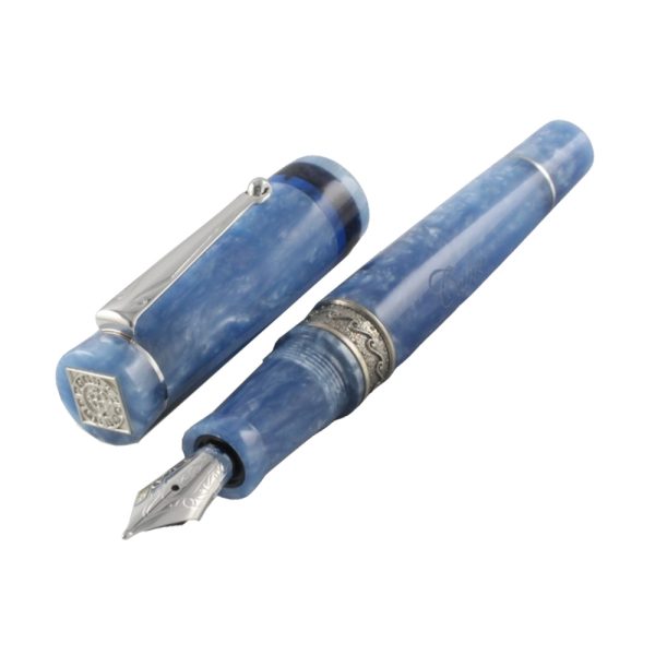 Delta Capri Marina Piccola Blue Resin with Sterling Silver Trim Fountain Pen – 14Kt Gold Medium