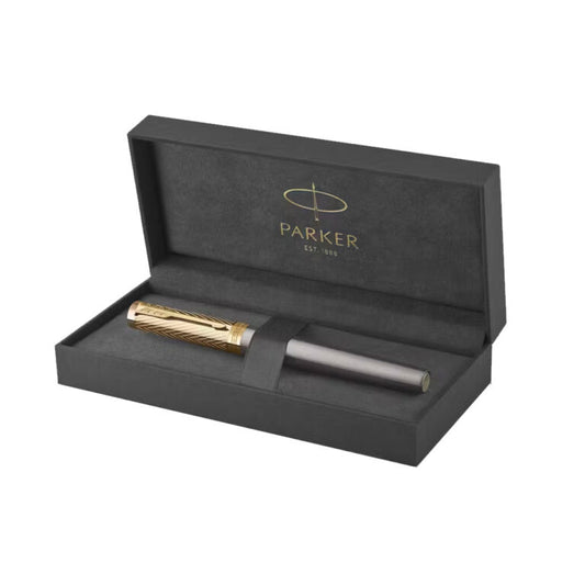 Parker Ingenuity Pioneers Collection Grey Lacquer Gold Trim Fountain Pen – Fine
