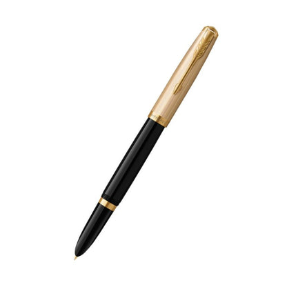 Parker 51 Deluxe Black with Gold Trim Fountain Pen – 18Kt Gold Fine