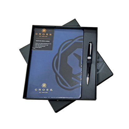 Cross Bailey Light Glossy Black Resin CT Ballpoint Pen + Executive A5 Blue Notebook