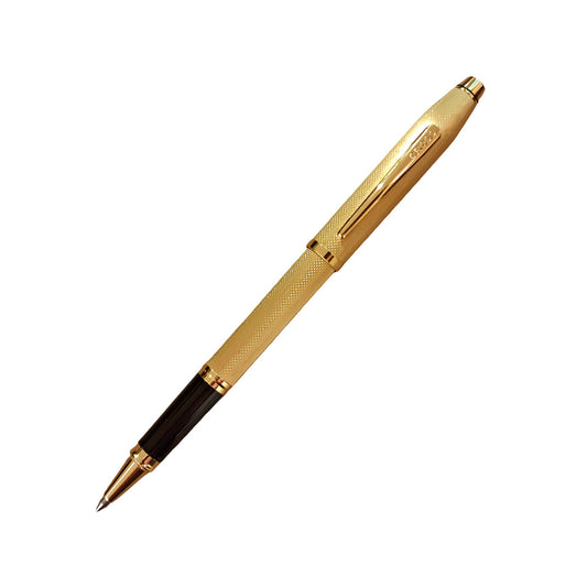 Cross Century II Polished 23Kt Gold-Plated Engraved Diamond Pattern Rollerball Pen