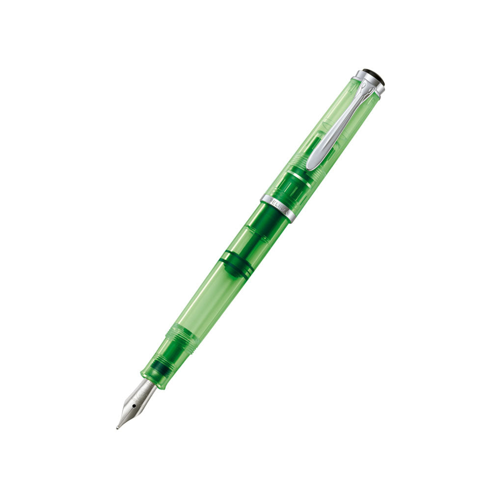 Pelikan Classic DUO Highlighter Shiny Green Fountain Pen M205 with Ink Bottle – Double Broad Nib