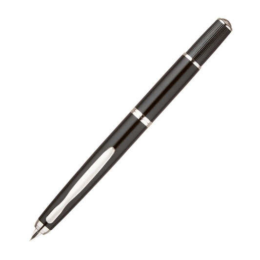 Pilot Capless Fermo Black with Chrome Trim 18Kt Gold Rhodium Plated Medium Nib Fountain Pen