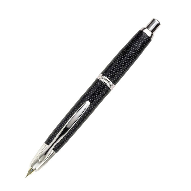 Pilot Capless Kasuri Black with Rhodium Trim  18Kt Rhodium Gold  Broad Nib Fountain Pen