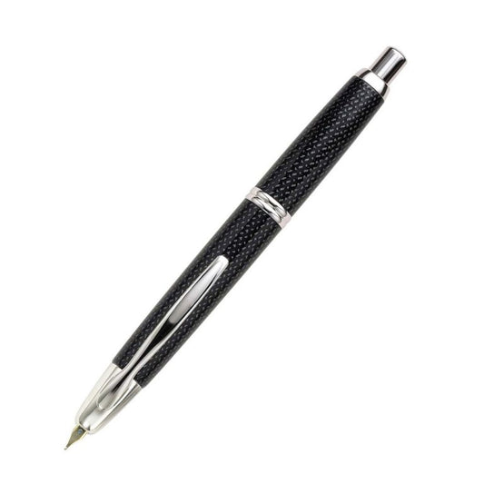Pilot Capless Kasuri Black with Rhodium Trim  18Kt Rhodium Gold  Broad Nib Fountain Pen