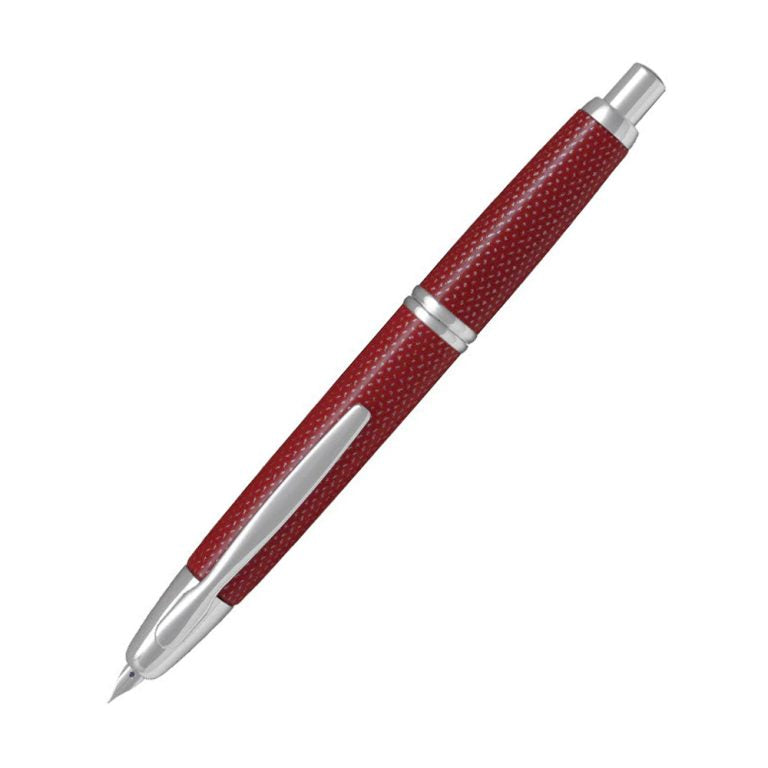 Pilot Capless Kasuri Red with Rhodium Trim Fine Nib 18Kt Rhodium Gold Fountain Pen