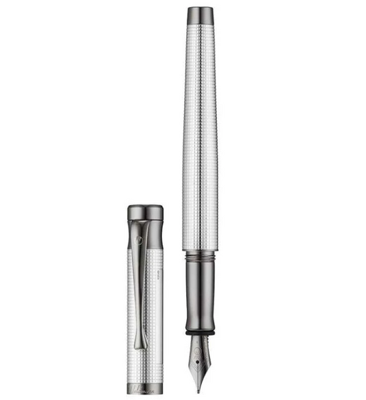 Waldmann Tango Fine Square Pattern Fittings Ruthenium Plated Fountain Pen - M nib