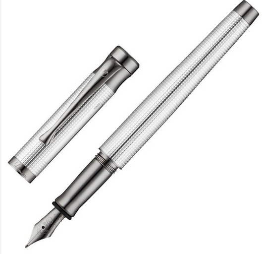 Waldmann Tango Fine Square Pattern Fittings Ruthenium Plated Fountain Pen - M nib