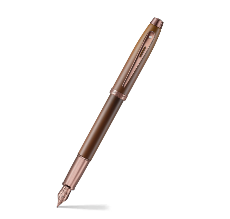 Sheaffer Gift Set 100 9374 Coffee Edition Fountain Pen (Medium) with Regal Brown PVD Trims and Coffee Scented Skrip Ink (50 ml)
