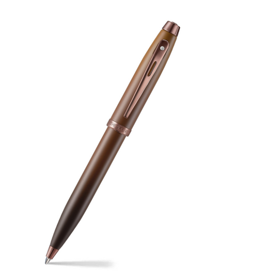 Sheaffer 100 Gift Set 9374 Coffee Edition Ballpoint Pen with Regal Brown PVD Trims and Small Notebook - Matt Brown