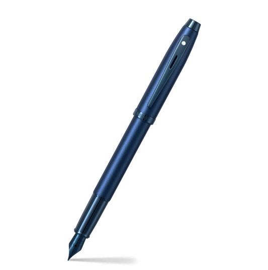 Sheaffer 100 9371 Satin Blue Fountain Pen With PVD Blue Trim