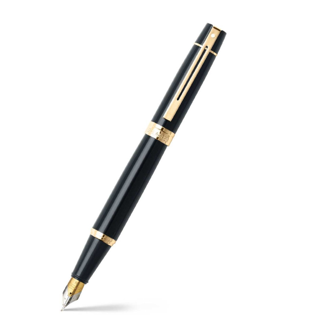 Sheaffer Gift 300 Fountain Pen Glossy Black with Gold Tone Trim