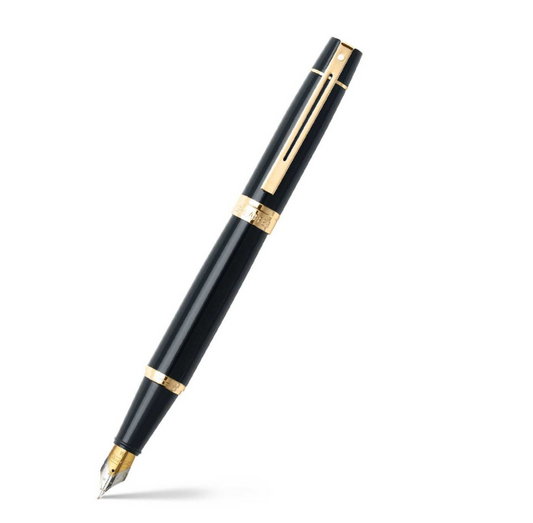 Sheaffer Gift 300 Fountain Pen Glossy Black with Gold Tone Trim