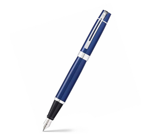 Sheaffer Gift 300 Fountain Pen Glossy Blue with Chrome-Plated Trim