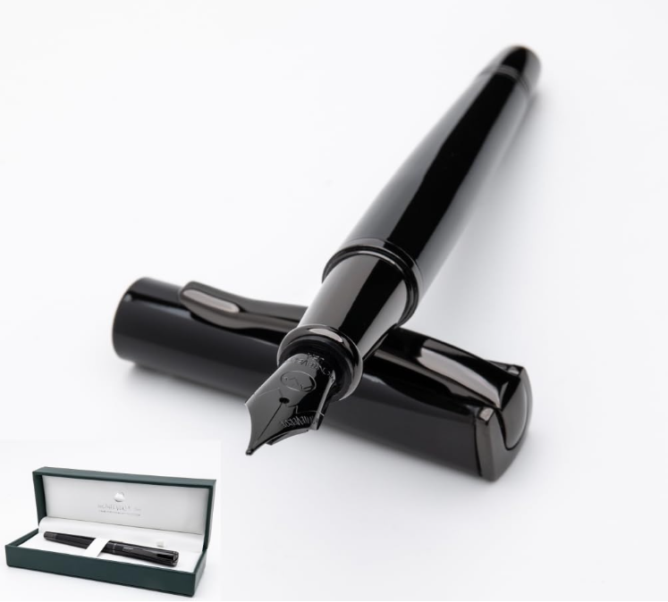 MONTEVERDE IMPRESSA FOUNTAIN PEN - BLACK WITH GUNMETAL TRIM