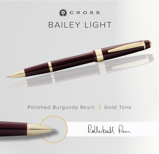 Cross Bailey Light Roller Ball Pen - Burgundy GT