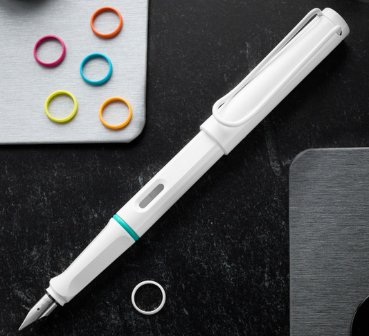 Lamy Safari Fountain Pen Multi Ring Set - All White (Special Edition)