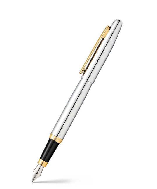 Sheaffer 9422 VFM Fountain Pen (Medium) Polished Chrome with Gold-Plated Trim
