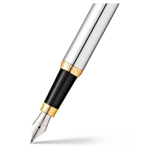 Sheaffer 9422 VFM Fountain Pen (Medium) Polished Chrome with Gold-Plated Trim