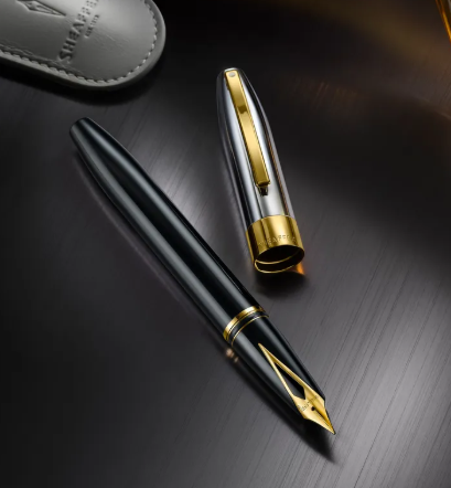 Sheaffer Legacy 9065 Glossy Black and Chrome Bi-color Fountain Pen with 14K PVD Gold-Plated, Stainless Steel Inlaid Nib and Trims (Medium)