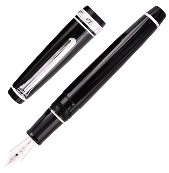 Sailor Professional Gear Slim Fountain Pen -  Black with Rhodium-plated Trims(14K Medium)