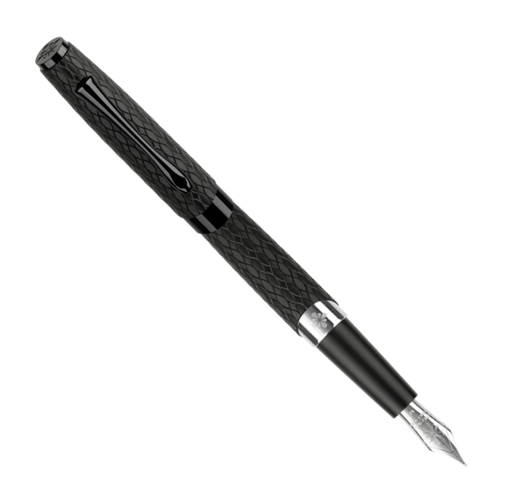 Diplomat Cobra Black Guilloche PVD Fountain Pen