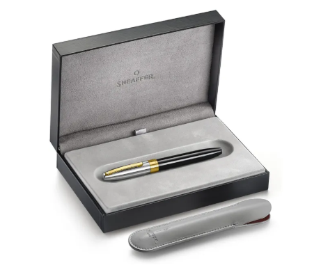 Sheaffer Legacy 9065 Glossy Black and Chrome Bi-color Fountain Pen with 14K PVD Gold-Plated, Stainless Steel Inlaid Nib and Trims (Medium)